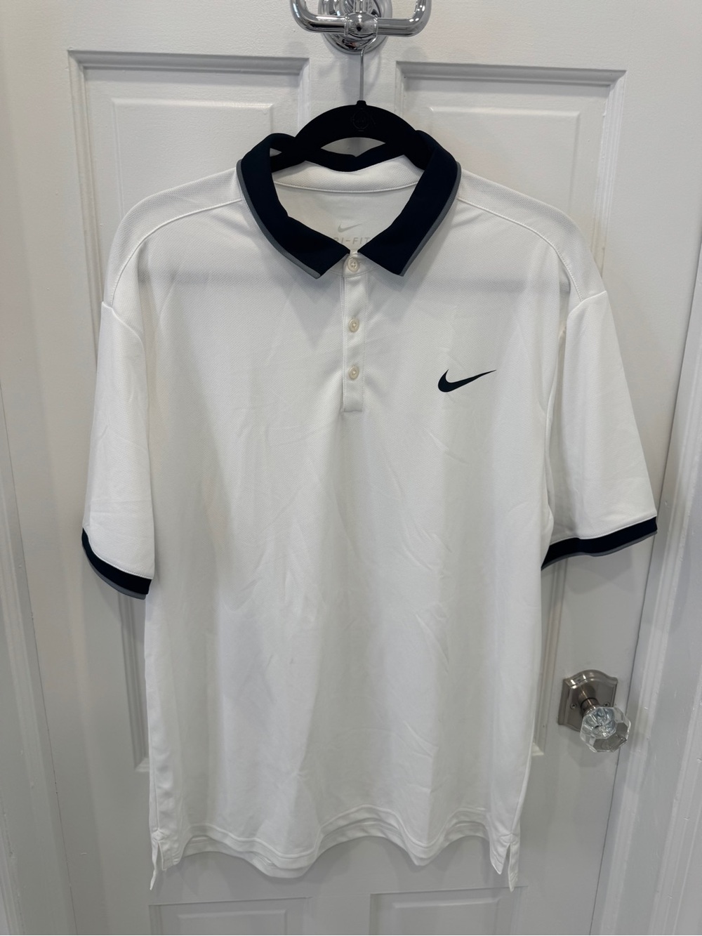 Nike White Polo with Black Collar and Sleeve Trim